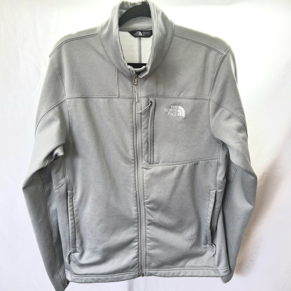 The North Face Fleece Full Zipper Men Jacket Sweatshirt Outdoors Pockets Gray-M